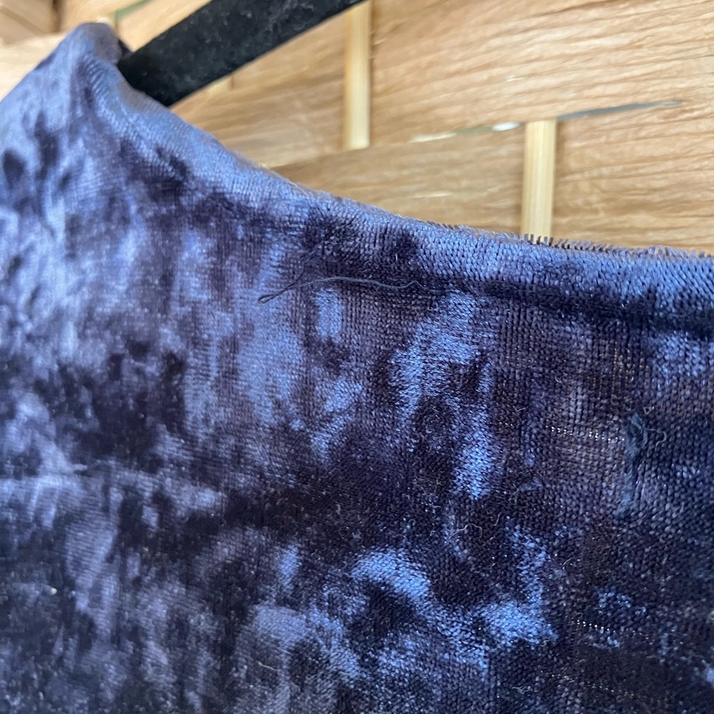 American Eagle Outfitters Crushed Velvet V-Neck Mini Dress - Navy - Picture 7 of 8